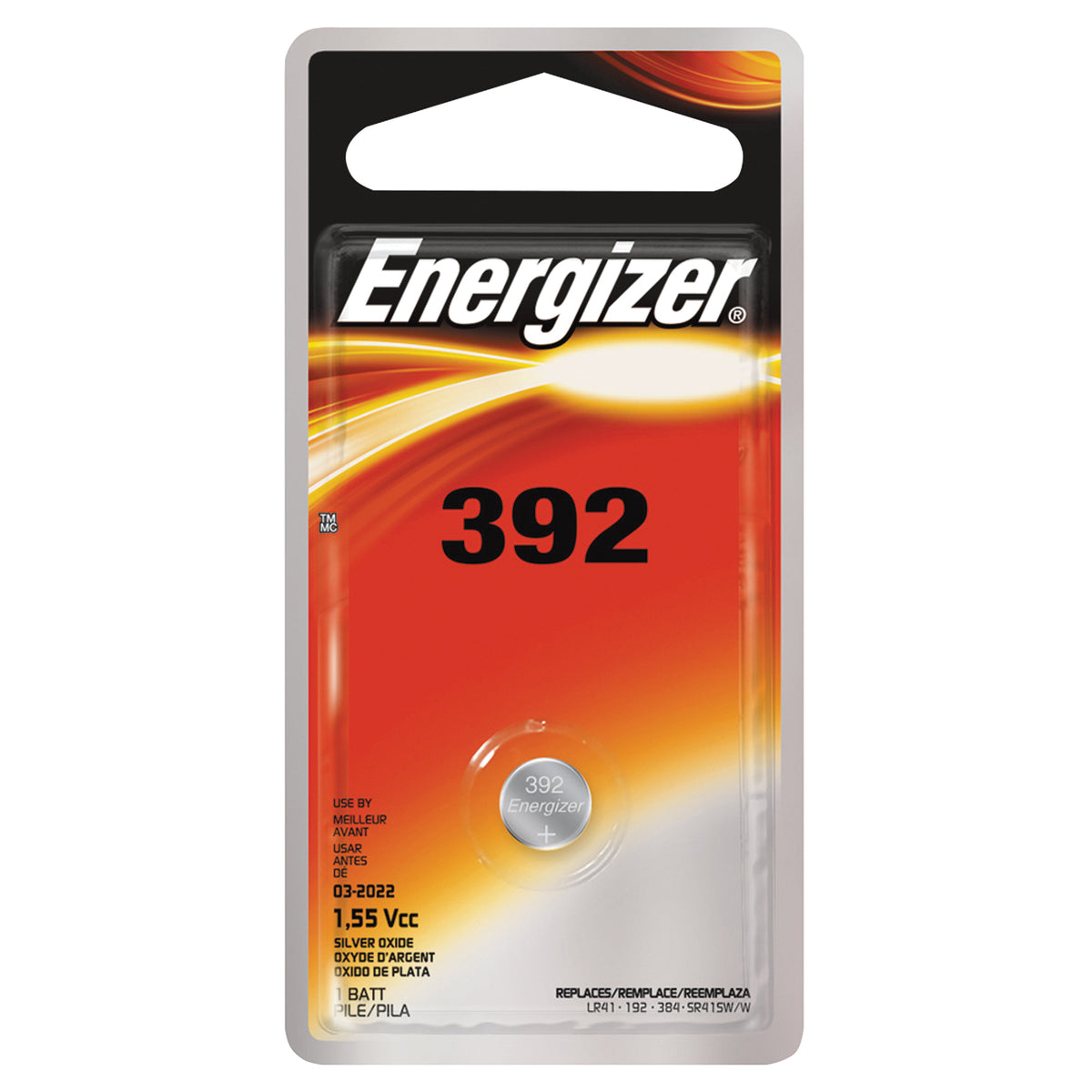 Energizer 392BPZ Coin Cell Battery, 1.5 V Battery, 44 mAh, 392 Battery, Silver Oxide