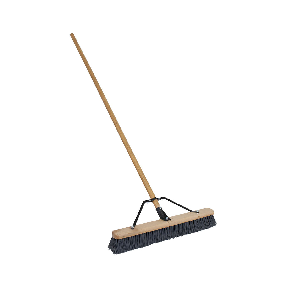 Simple Spaces 93110 Push Broom, 24 in Sweep Face, 3 in L Trim, Polypropylene Bristle, 60 in L, Bolt with Brace
