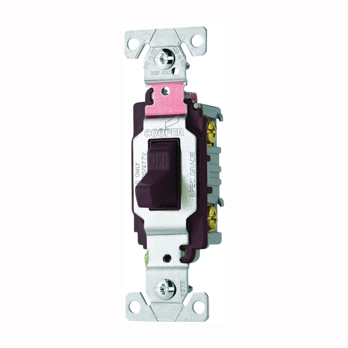 Eaton Wiring Devices CS220B Toggle Switch, 20 A, 120/277 V, Screw Terminal, Nylon Housing Material, Brown