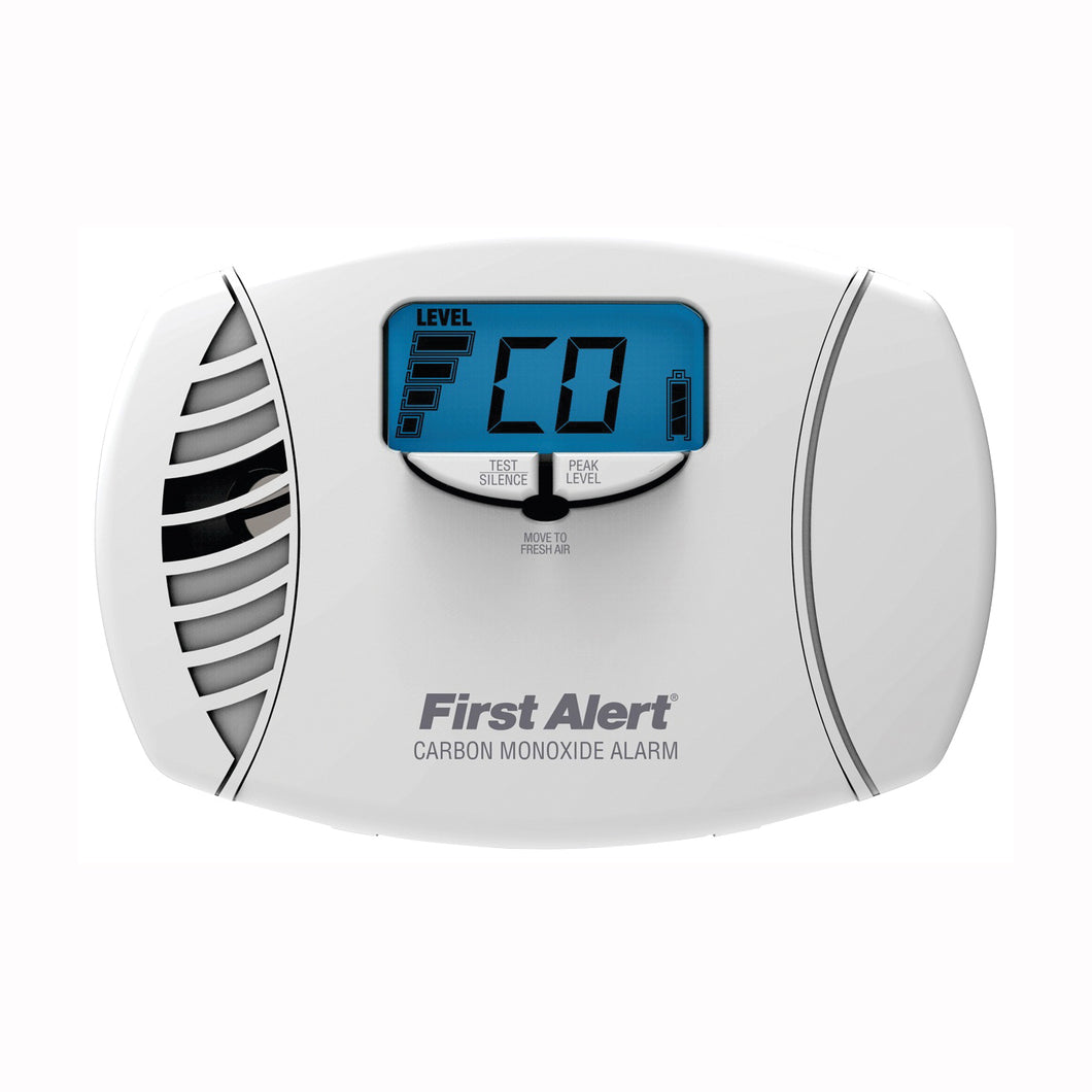 FIRST ALERT CO615 Carbon Monoxide Alarm, 10 ft, Digital Display, 85 dB, Alarm: Audible, Electrochemical Sensor