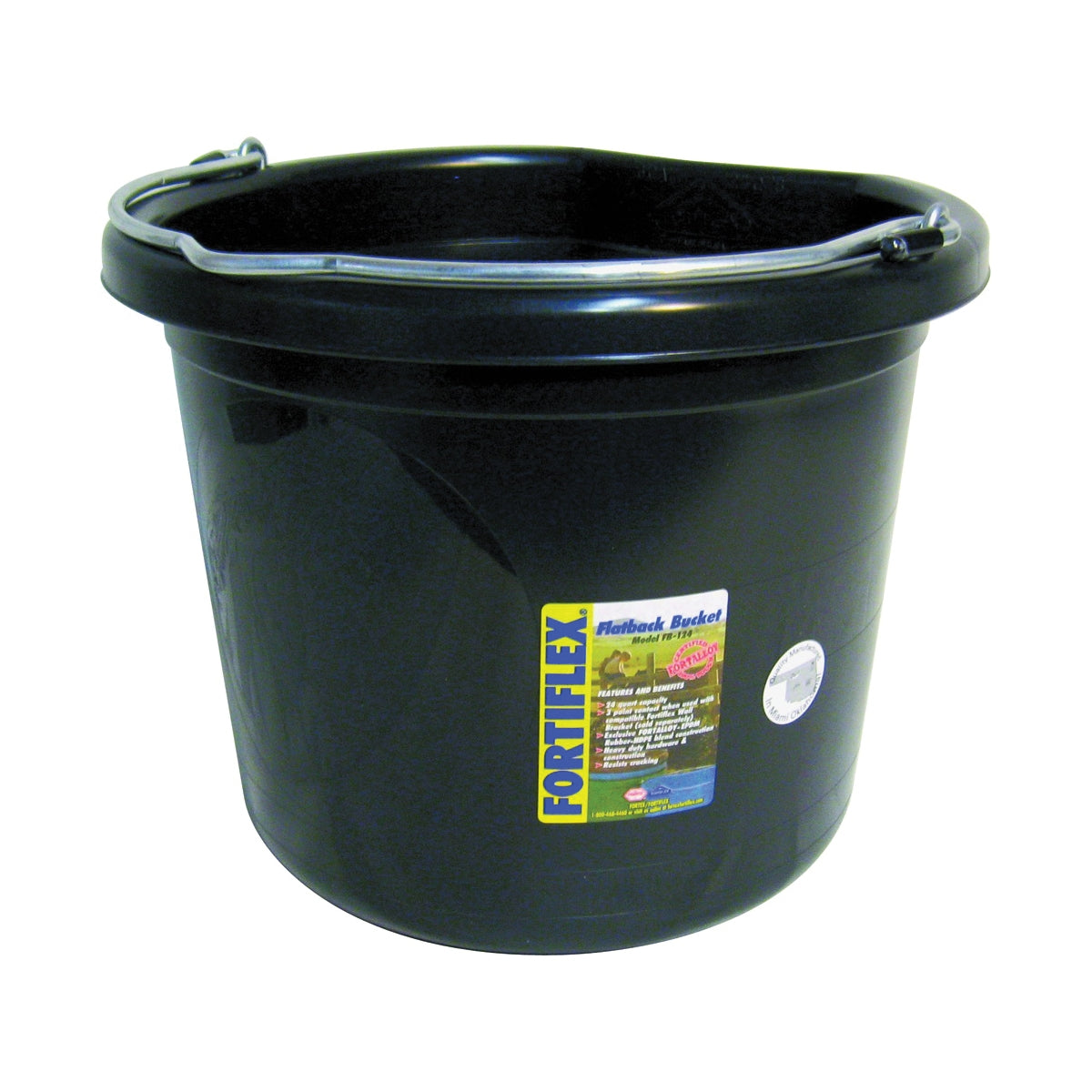 FORTEX-FORTIFLEX FB-124 FB-124BX Bucket, 24 qt Volume, Rubber/Polyethylene, Black