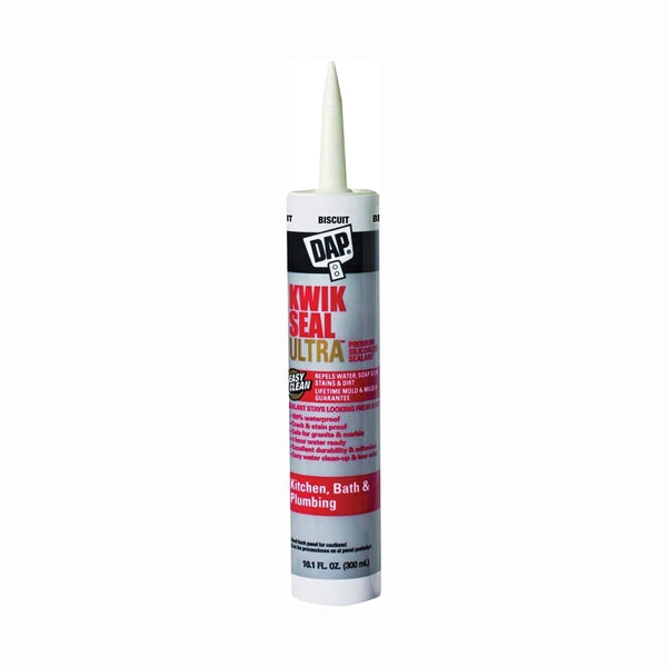 DAP KWIK SEAL ULTRA 18899 Siliconized Sealant, Biscuit, 0 to 150 deg F, 10.1 oz Cartridge