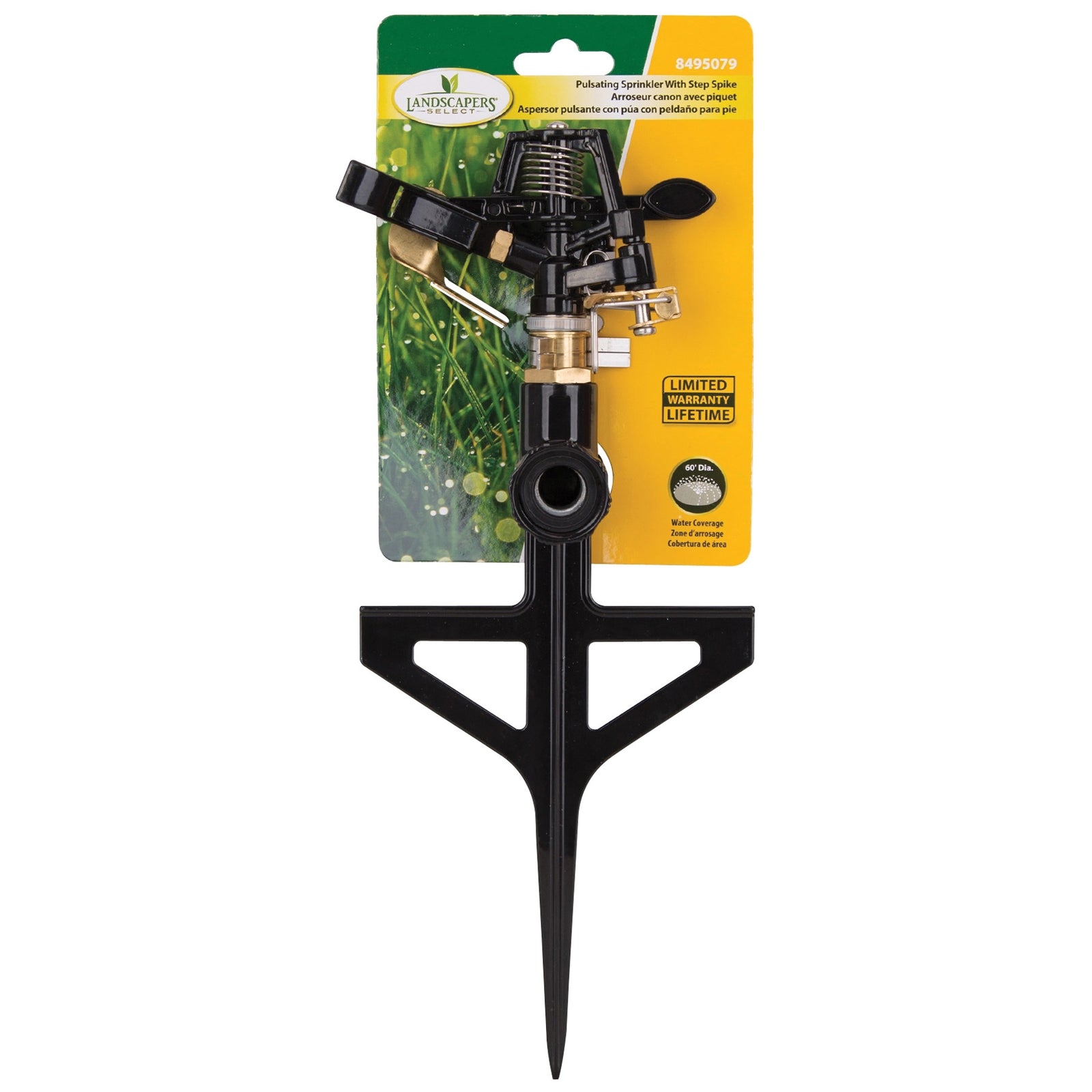 Landscapers Select GS8170 Sprinkler with Step Spike, Female, Round, Zinc