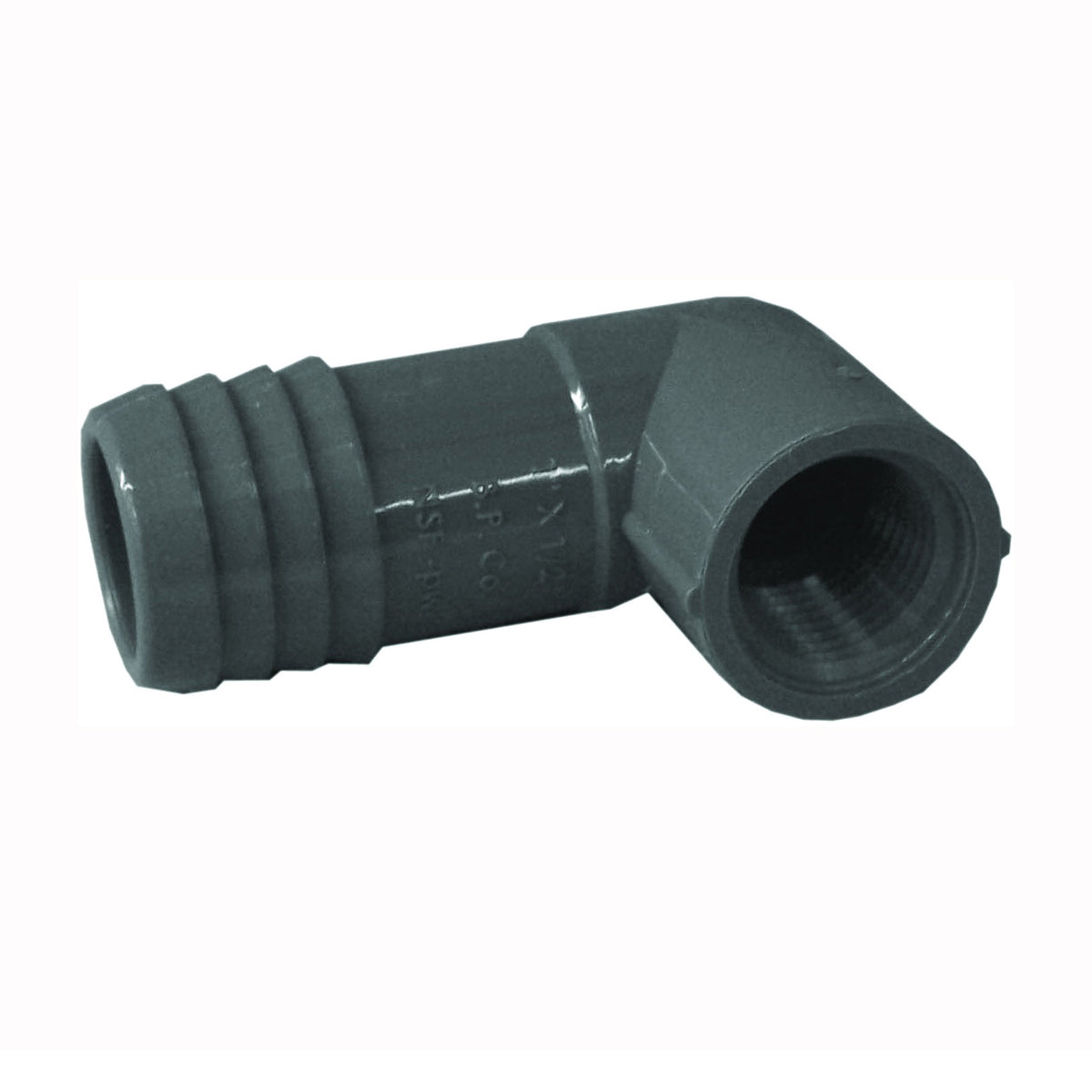 GENOVA 354115 Elbow, 90 deg Angle, 1 x 1/2 in, Insert x FIP, Polypropylene/PVC