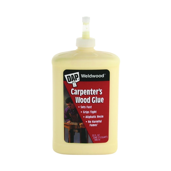 DAP Weldwood 00492 Wood Glue, Yellow, 1 qt Bottle