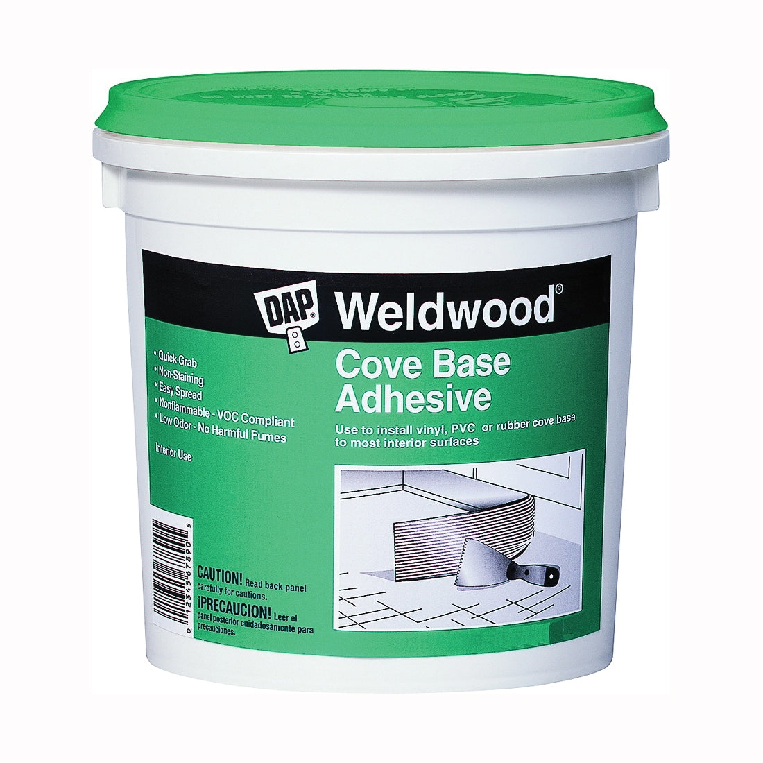 WELDWOOD 25053 Cove Base Construction Adhesive, Off-White, 1 qt Can