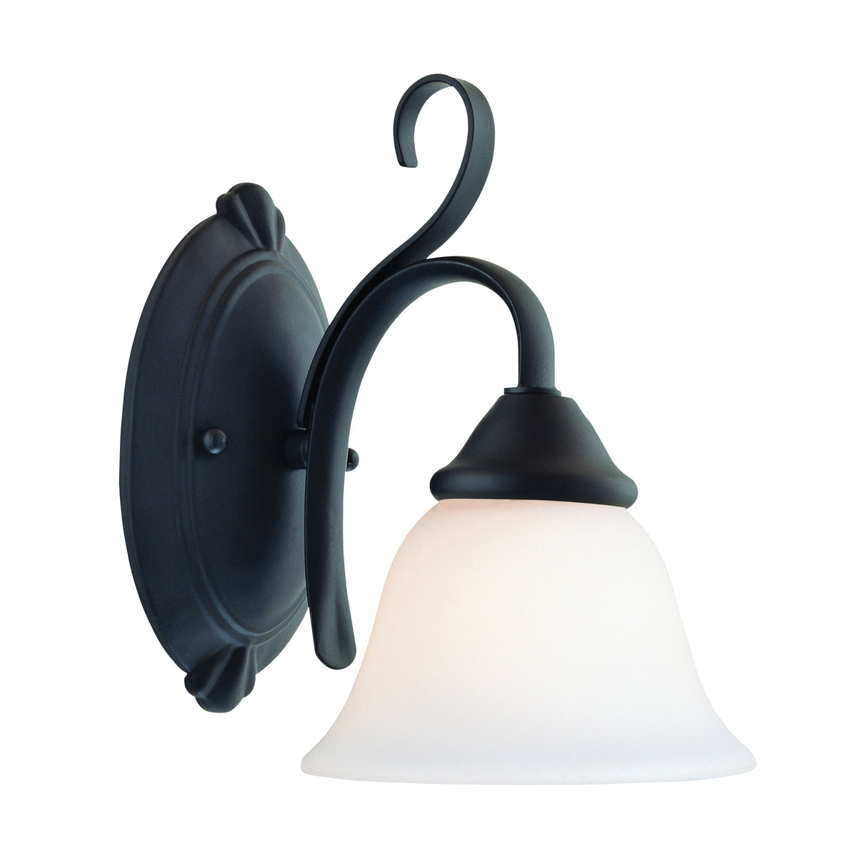 Boston Harbor F3-1W-3L Single Light Vanity Fixture, 120 V, 60 W, A19 or CFL Lamp, Steel Fixture, Matte Black Fixture