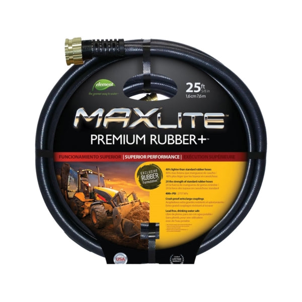 SWAN SGC58025 Garden Hose, 25 ft L, Rubber, Black