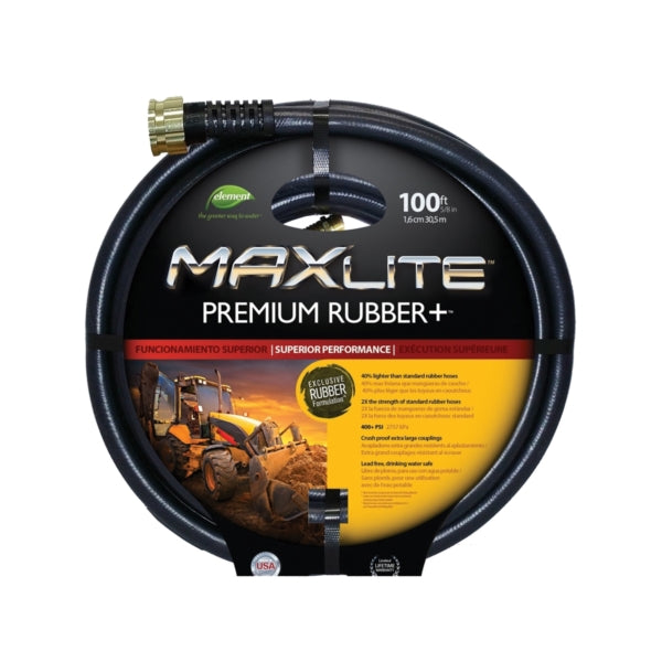 SWAN SGC58100 Garden Hose, 100 ft L, Rubber, Black