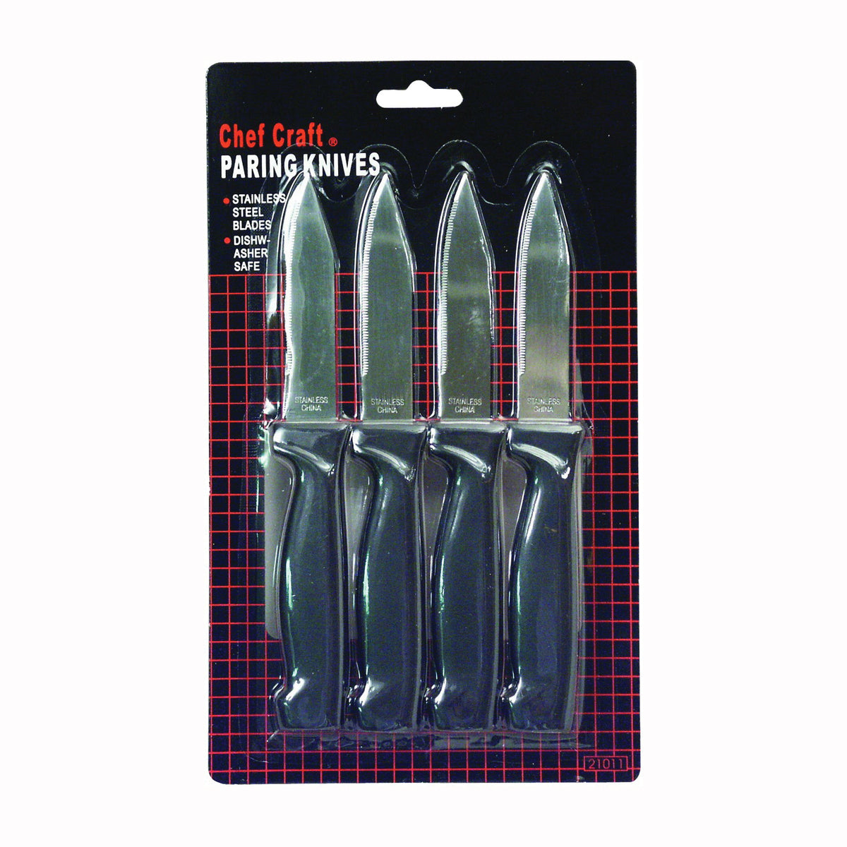 CHEF CRAFT 20980 Paring Knife Set, Stainless Steel Blade, White Handle