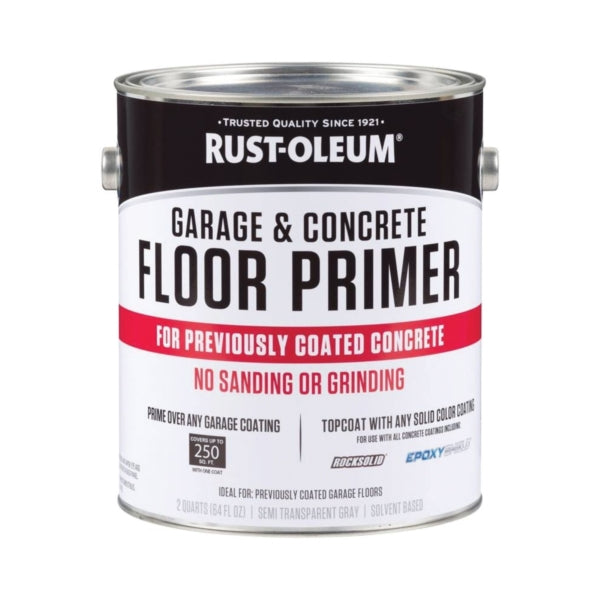 RUST-OLEUM 306196 Floor Primer, Flat/Matte, Semi-Transparent Gray, Liquid, 64 oz