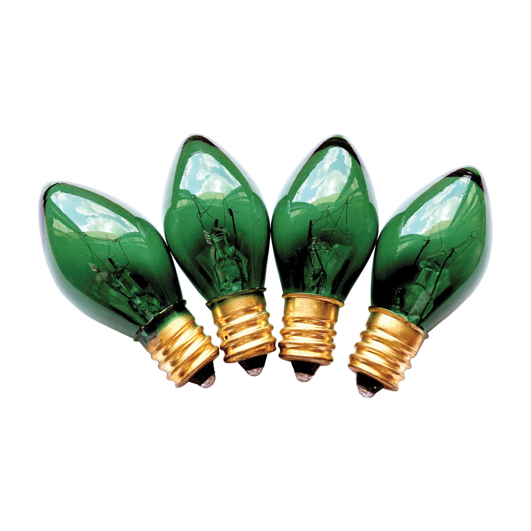 Hometown Holidays 19155 Replacement Bulb, 5 W, Candelabra Lamp Base, Incandescent Lamp, Transparent Green Light