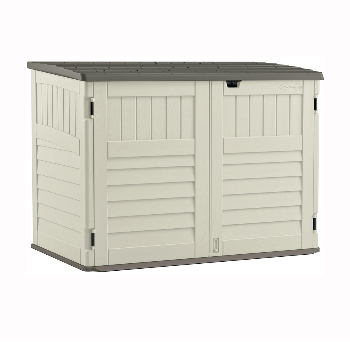 Suncast Stow-Away BMS4700 Storage Shed, 70 cu-ft Capacity, 5 ft 10-1/2 in W, 3 ft 8-1/4 in D, 4 ft 4 in H, Resin