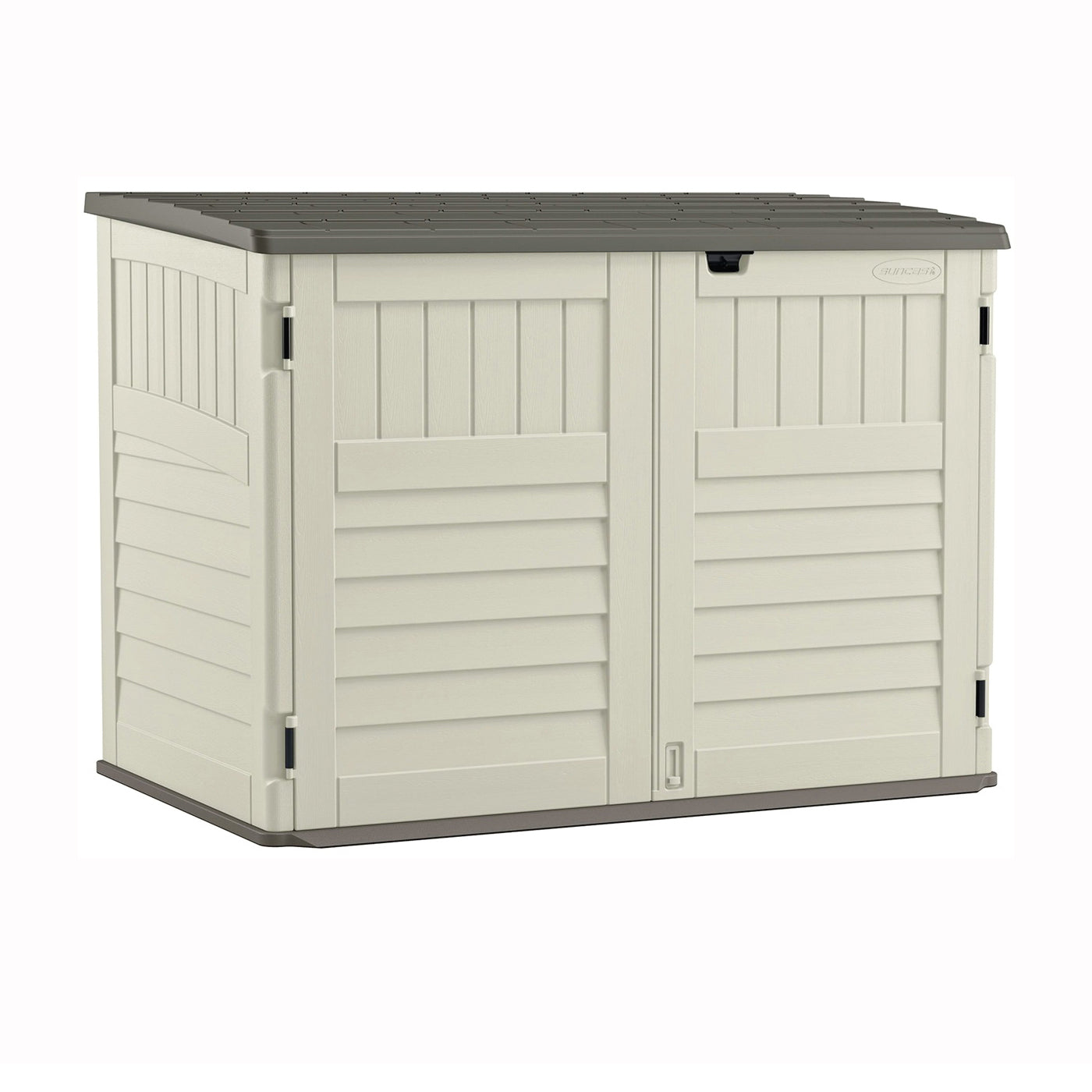 Suncast Stow-Away BMS4700 Storage Shed, 70 cu-ft Capacity, 5 ft 10-1/2 in W, 3 ft 8-1/4 in D, 4 ft 4 in H, Resin