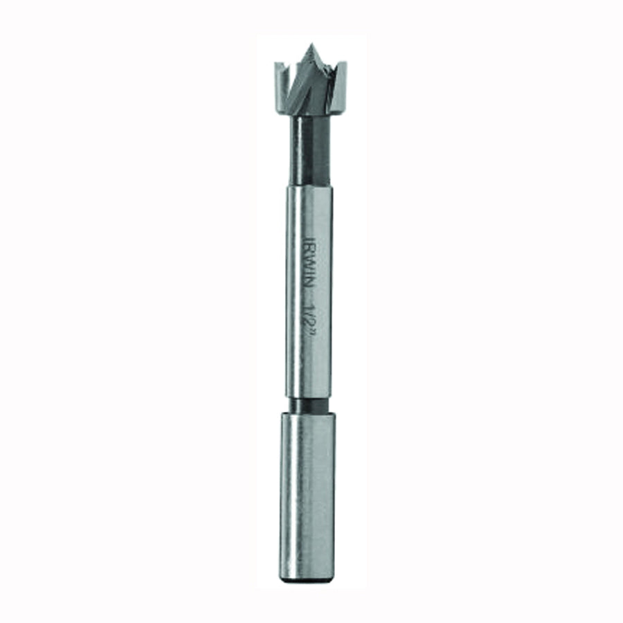 IRWIN 1966896/42908 Forstner Bit, 1/2 in Dia, 3-1/2 in OAL, 1-Flute, 3/8 in Dia Shank, Reduced Shank