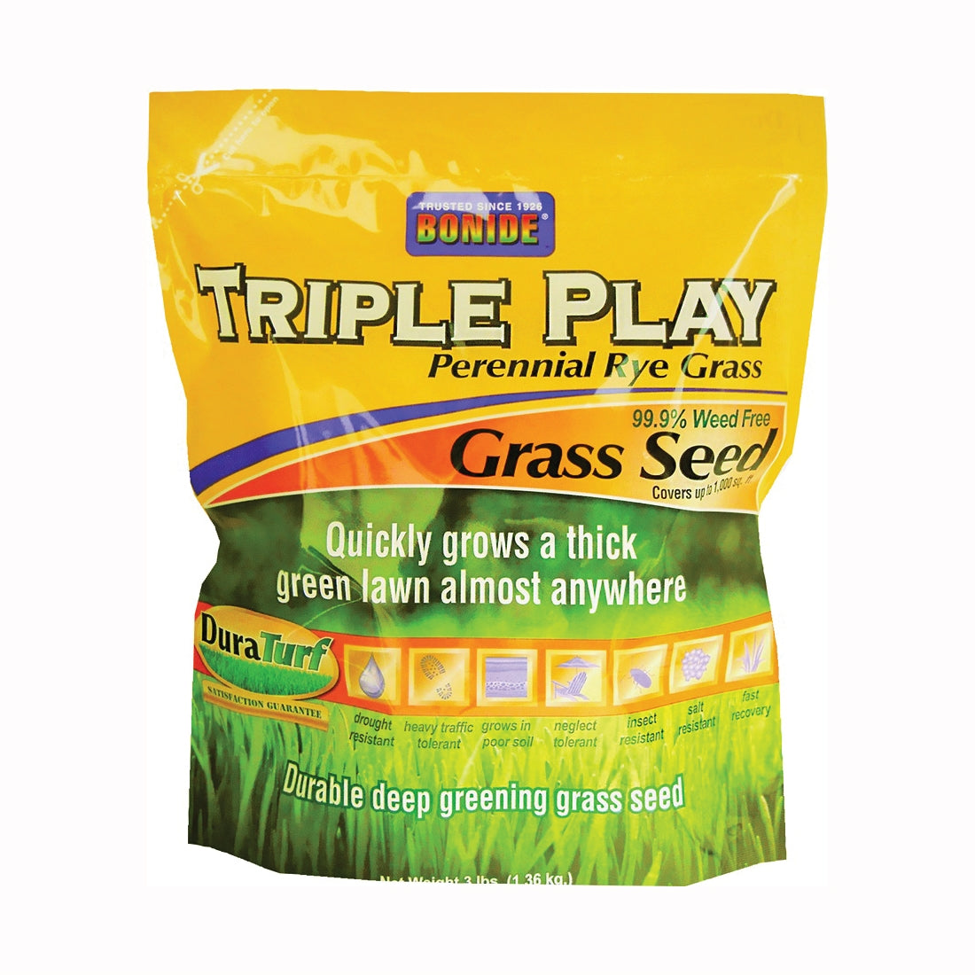 Bonide 60272 Triple Play Grass Seed, 3 lb Bag