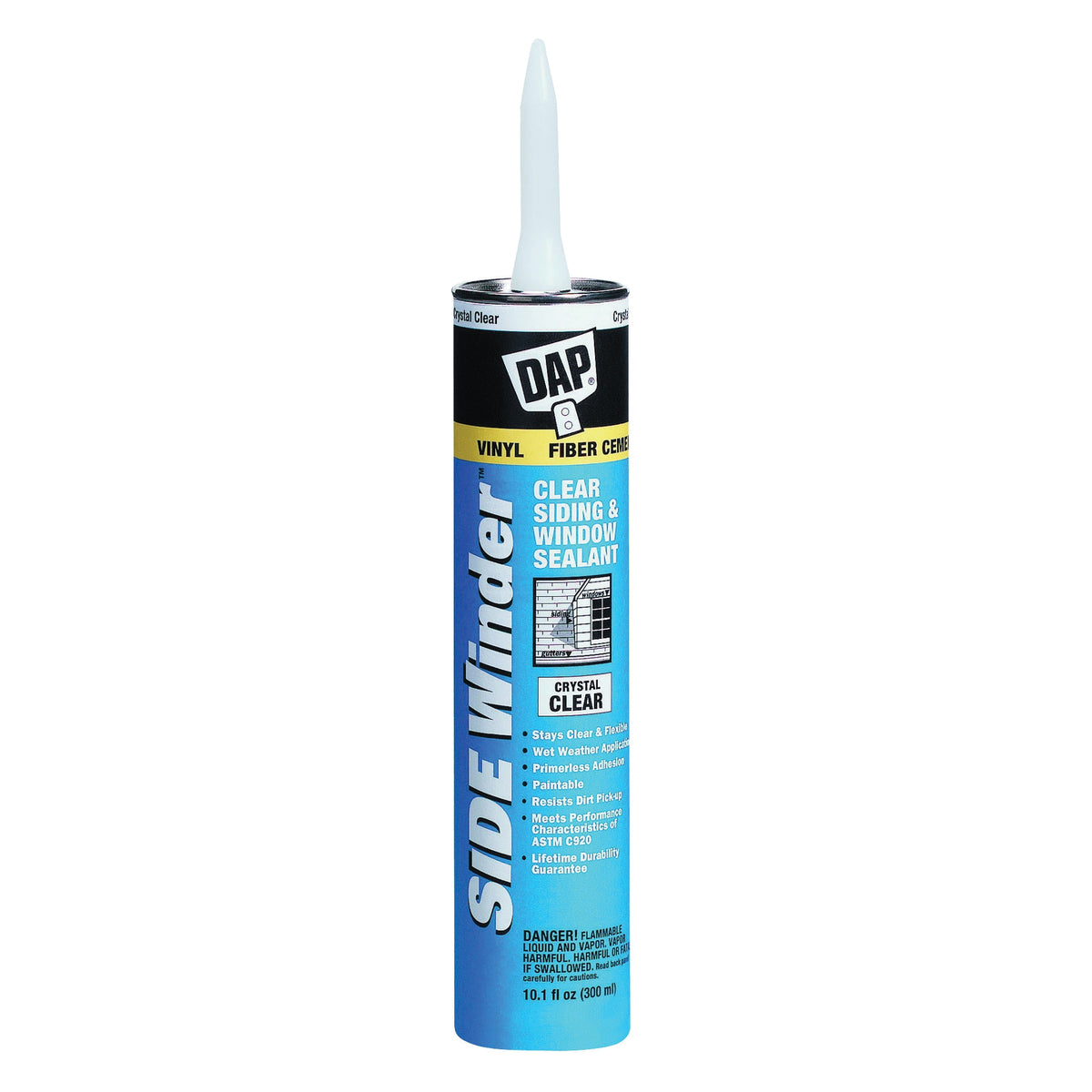 DAP 00816 Siding and Window Sealant, Clear, 5 to 7 days Curing, 20 to 140 deg F, 10.1 oz Cartridge