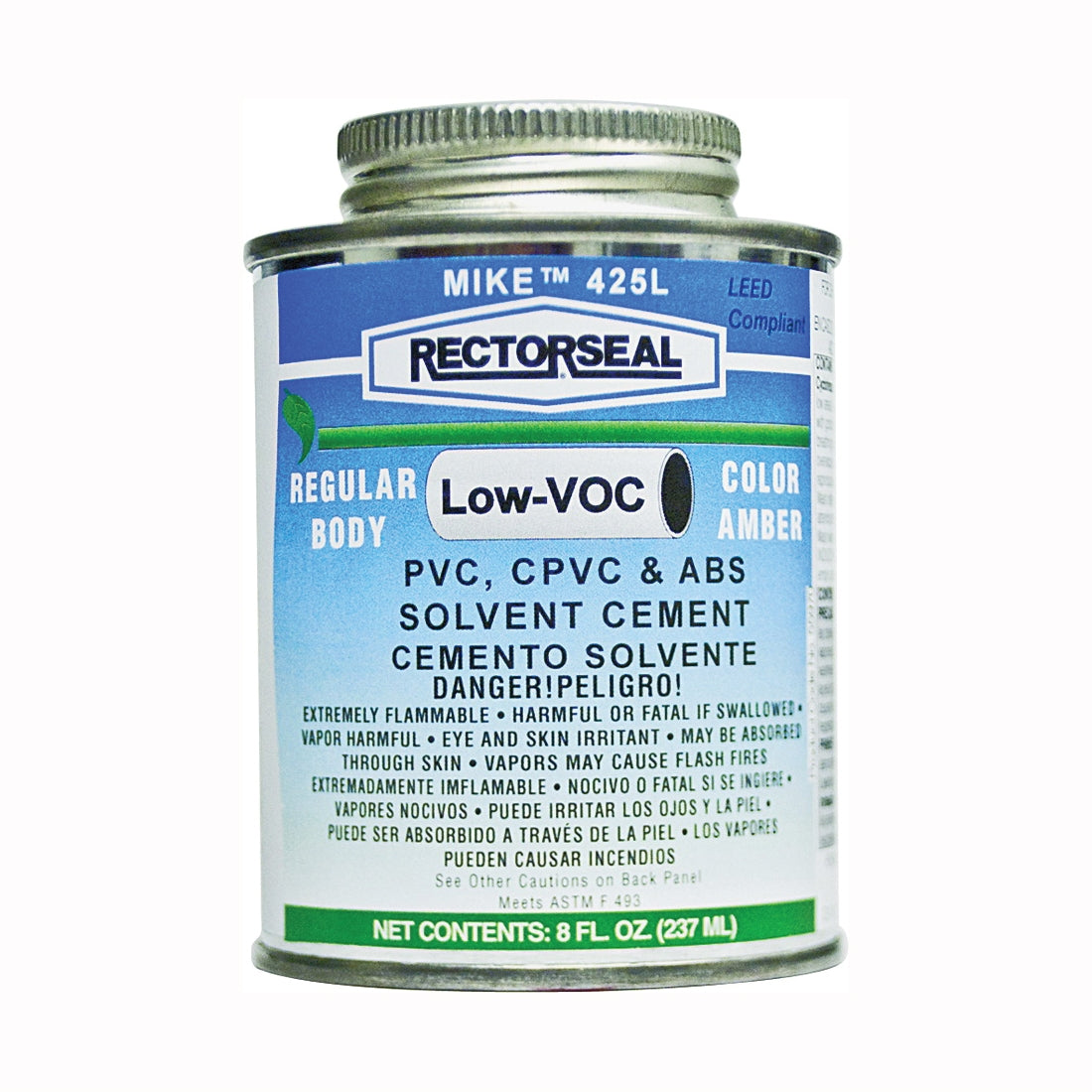 RECTORSEAL 55970 Solvent Cement, 0.5 pt Can, Liquid, Amber