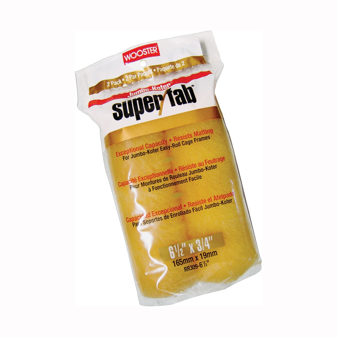 WOOSTER RR309-6 1/2 Paint Roller Cover, 3/4 in Thick Nap, 6-1/2 in L, Fabric Cover, Golden Yellow