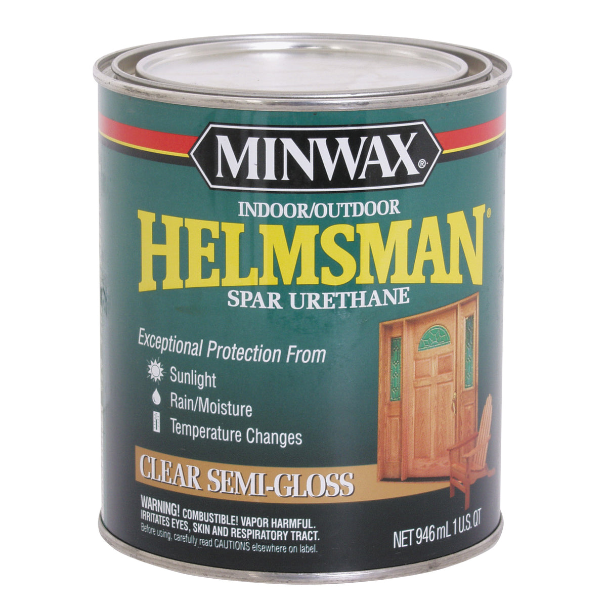 Minwax Helmsman 63210444 Spar Urethane Paint, Semi-Gloss, Clear, Liquid, 1 qt, Can