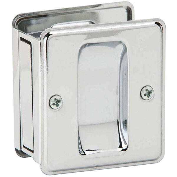 Schlage 990-625 Pocket Door Lock, Left, Right Hand, Brass, Chrome, 1-3/8 to 1-1/2 in Thick Door