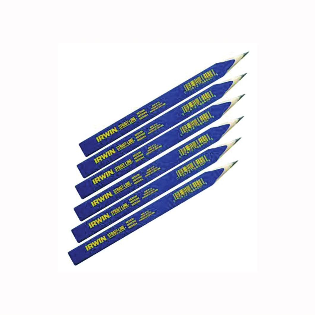 IRWIN 66301 Carpenter Pencil, Blue, 7 in L, Wood Barrel