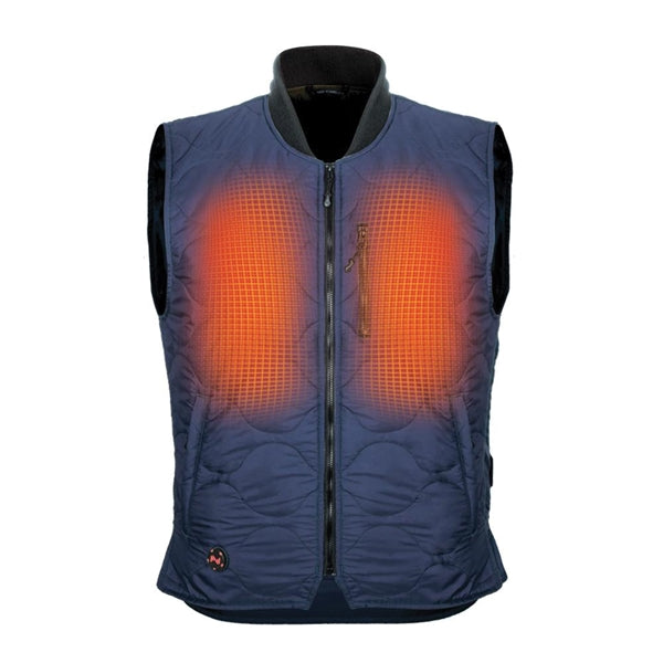 Mobile Warming MWJ18M17-07-06 Company Vest, 2XL, Men's, Fits to Chest Size: 48 in, Nylon, Navy