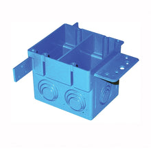 Load image into Gallery viewer, Carlon A238 Outlet Box, 2 -Gang, 5 -Knockout, PVC, Blue, Bracket Mounting

