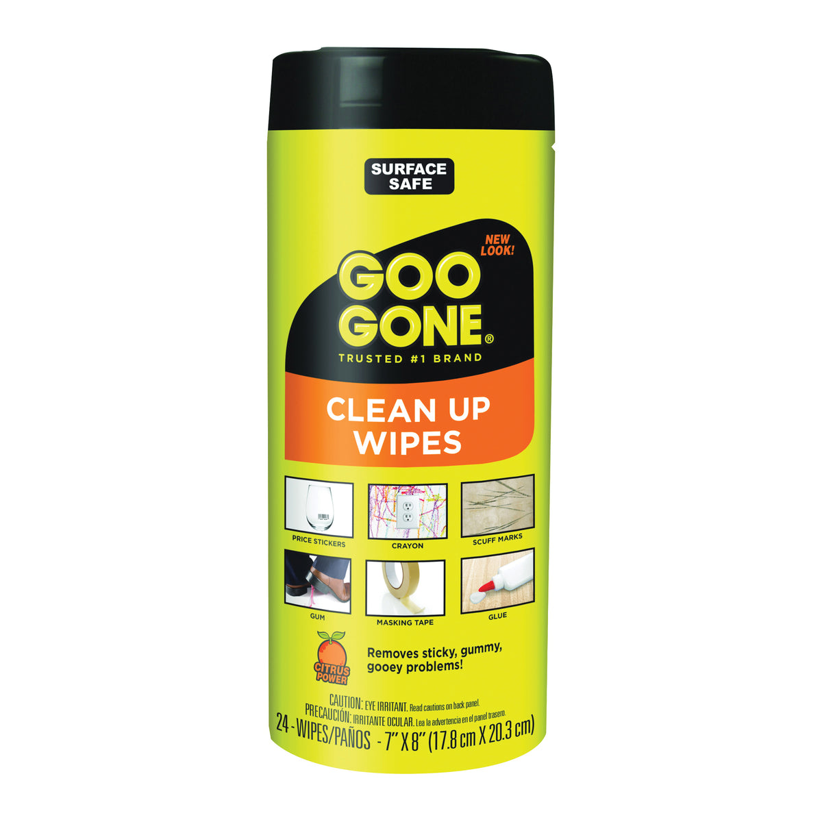 Goo Gone 2000 Cleaning Wipes, 8 in L, 7 in W, Citrus