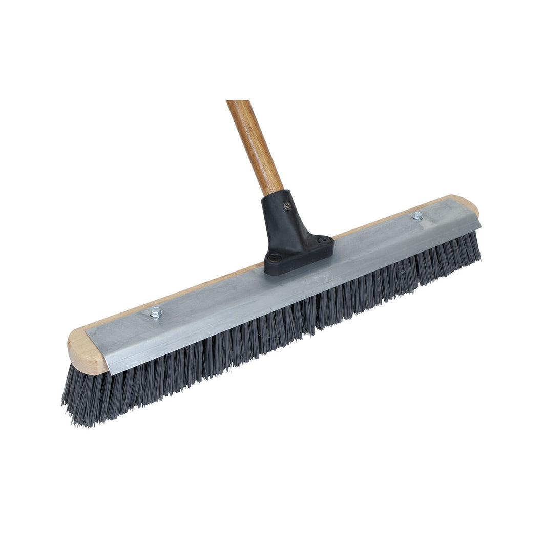 Simple Spaces 93130 Push Broom, 24 in Sweep Face, 3 in L Trim, Polypropylene Bristle, 60 in L, Bolt with Brace
