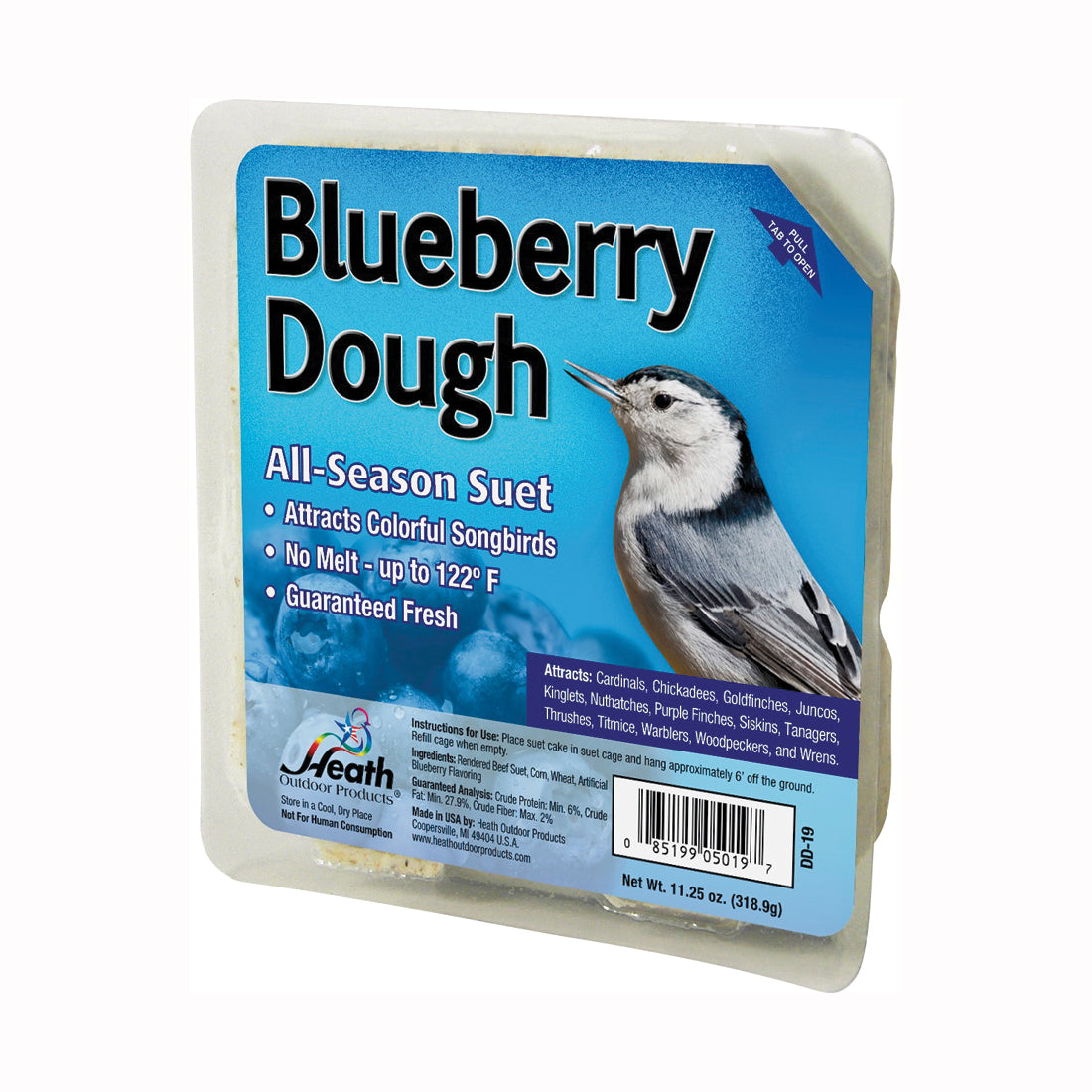 HEATH DD-19 Suet Cake, All-Season, Blueberry Dough Flavor, 11.25 oz