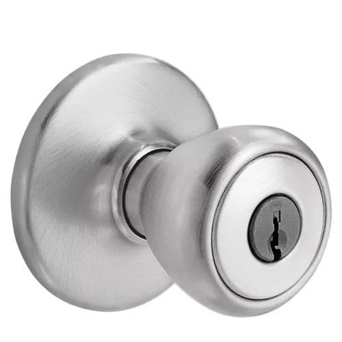 Kwikset 400T 26D RCAL RCS Keyed Entry Knob, Brass, Satin Chrome
