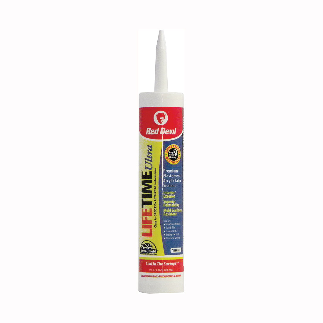 Red Devil Lifetime 0770 Acrylic Sealant, White, 40 to 90 deg F, 10.1 fl-oz Cartridge