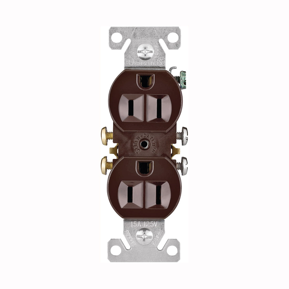Eaton Wiring Devices 270B Duplex Receptacle, 2 -Pole, 15 A, 125 V, Push-in, Side Wiring, NEMA: 5-15R, Brown