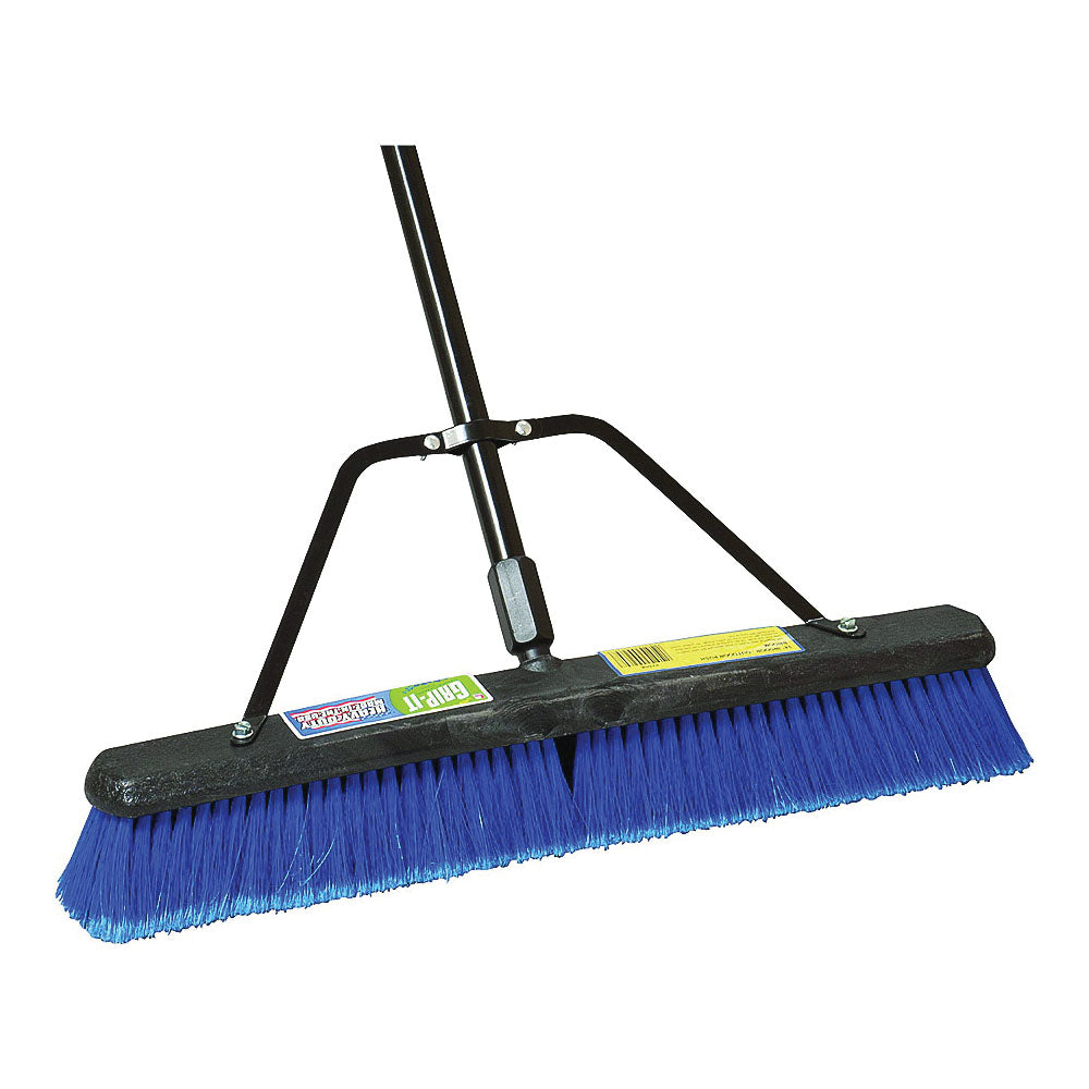 Simple Spaces 93200 Push Broom, 24 in Sweep Face, 3 in L Trim, Polypropylene Bristle, 60 in L, Threaded with Brace