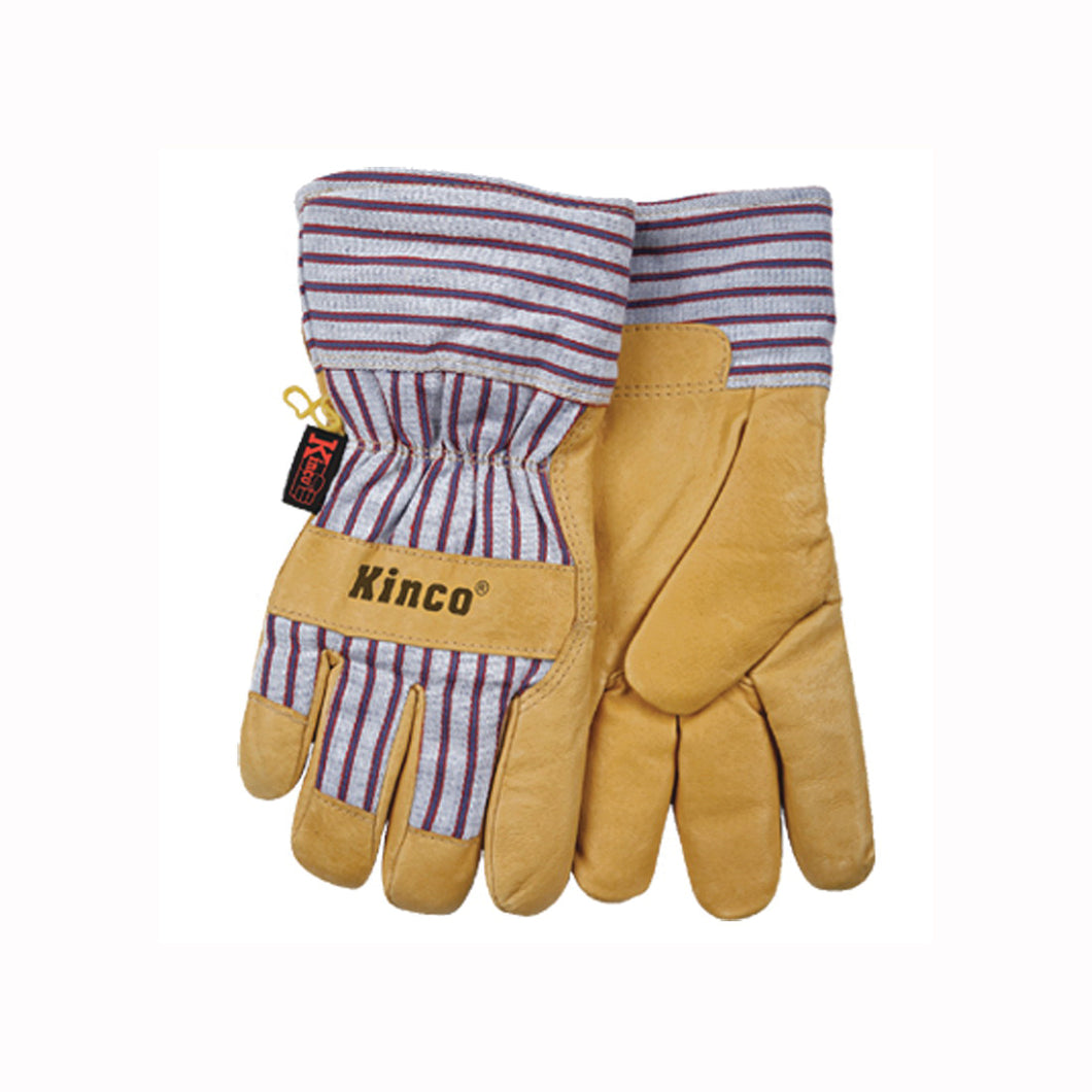 Heatkeep 1927-L Protective Gloves, Men's, L, 11-1/2 in L, Wing Thumb, Easy-On Cuff, Pigskin Leather, Palomino