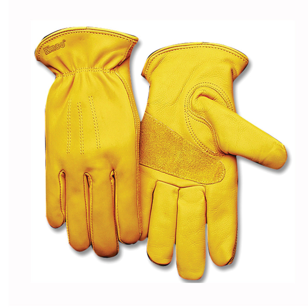 Heatkeep 198HK-XL Premium-Grade Driver Gloves, Men's, XL, 11 in L, Keystone Thumb, Easy-On Cuff, Cowhide Leather, Gold