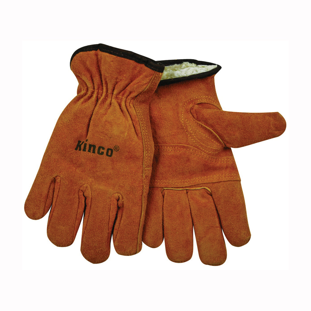 Kinco 51PL-L Driver Gloves, Men's, L, 10-1/2 in L, Keystone Thumb, Easy-On Cuff, Cowhide Leather, Gold