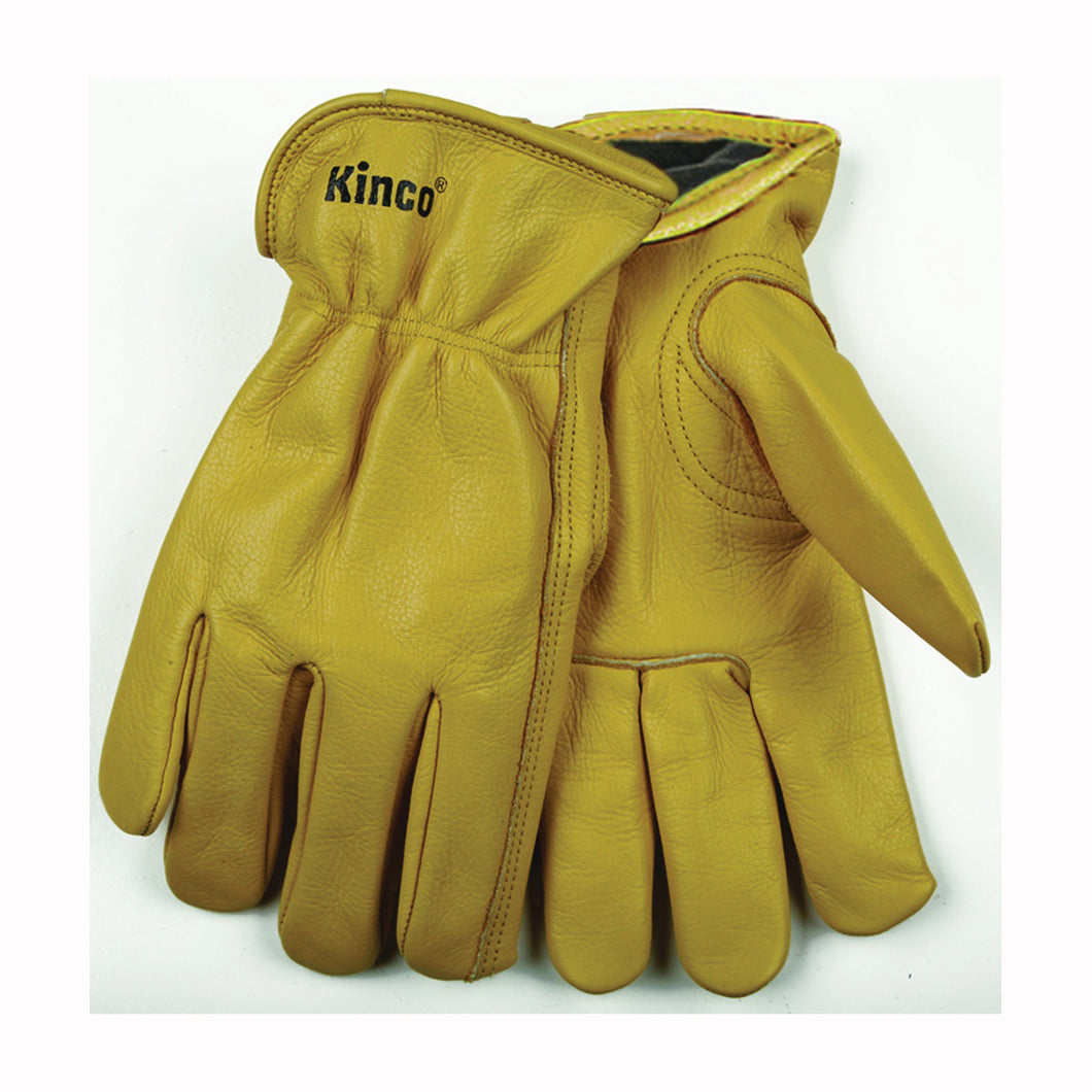 Heatkeep 98RL-XL Driver Gloves, Men's, XL, 10-1/2 in L, Keystone Thumb, Easy-On Cuff, Cowhide Leather, Gold