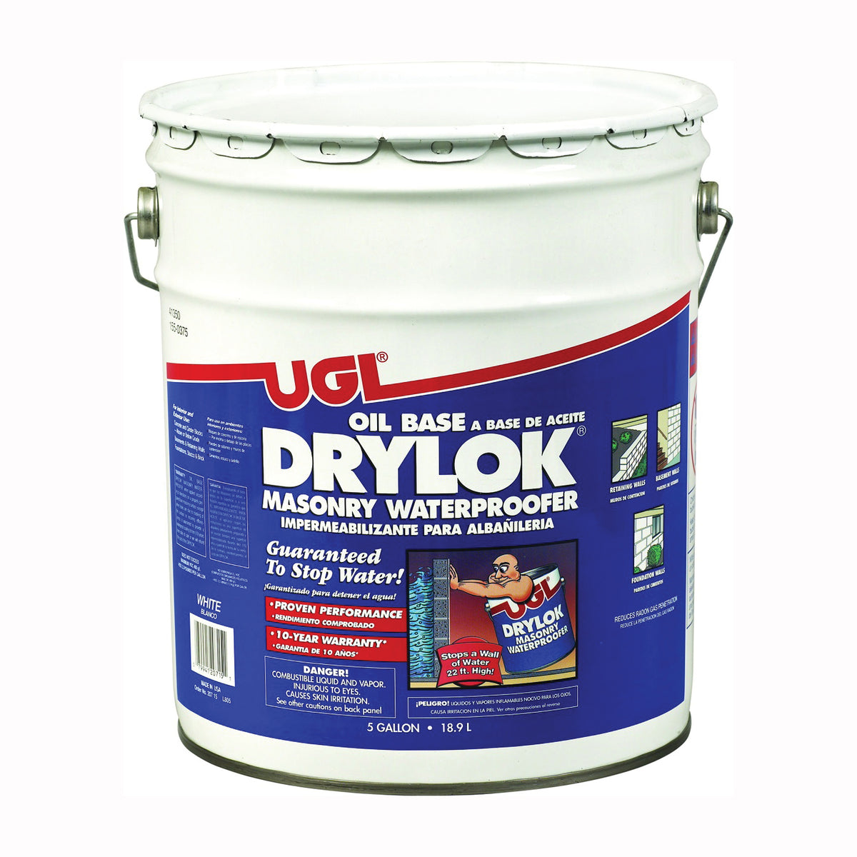 UGL 20715 Masonry Waterproofer, White, Liquid, 5 gal Pail