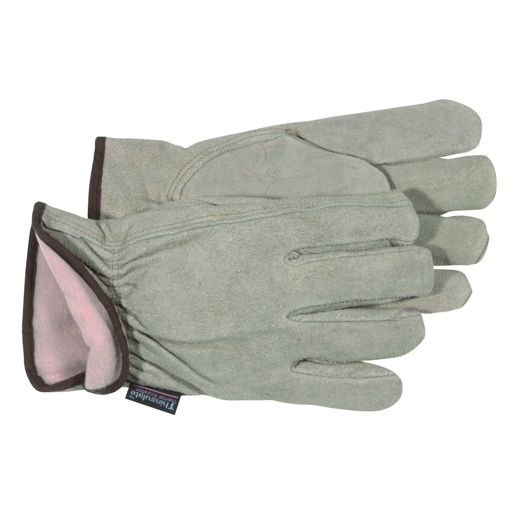 BOSS 7179J Driver Gloves, XL, Keystone Thumb, Open, Shirred Elastic Back Cuff, Cowhide Leather, Gray