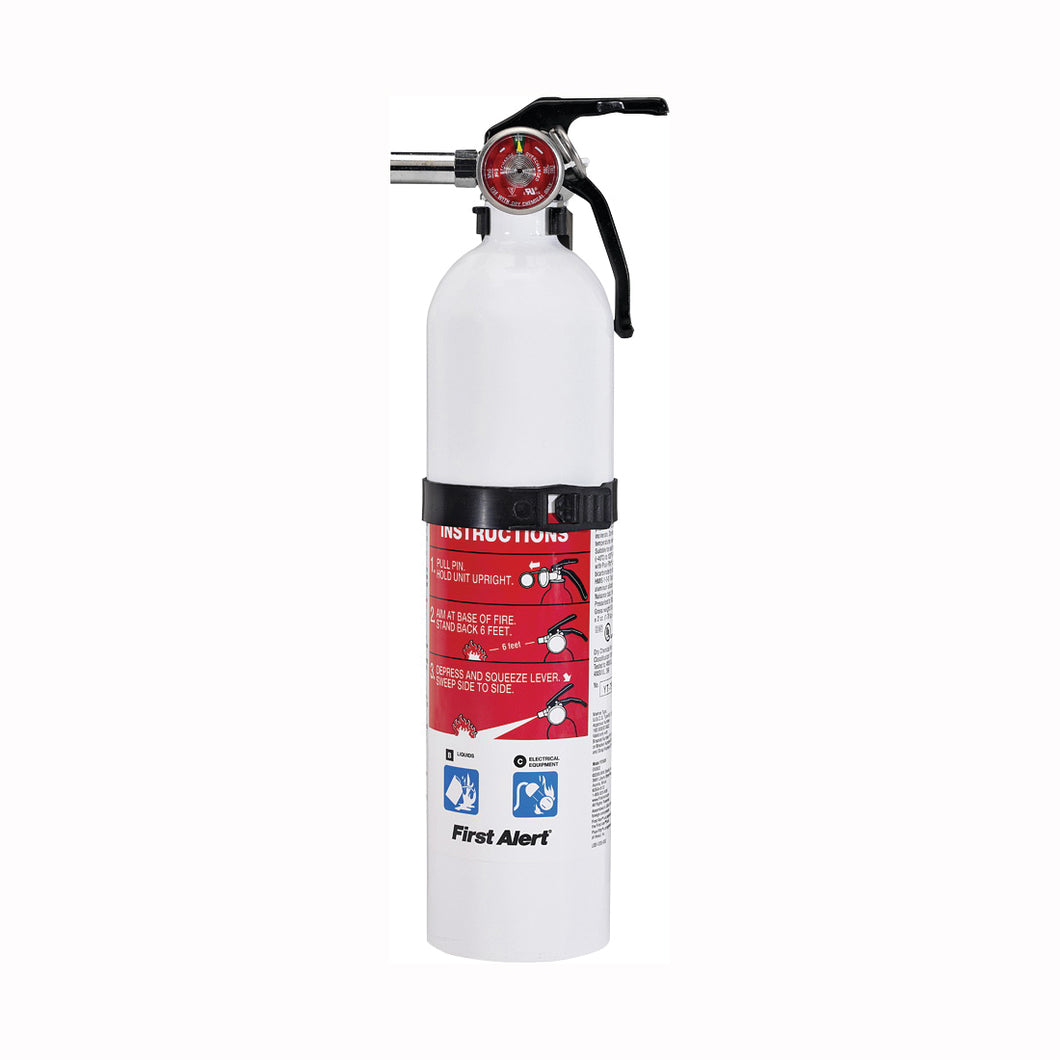 FIRST ALERT REC5 Rechargeable Fire Extinguisher, 2 lb Capacity, Sodium Bicarbonate, 5-B:C Class