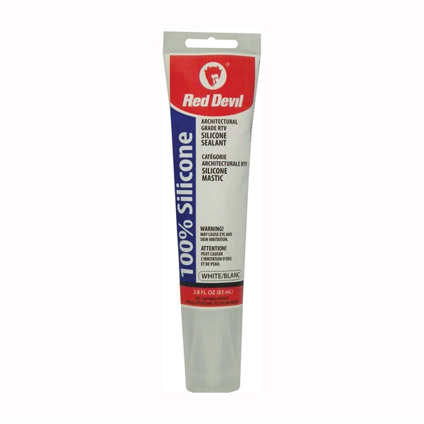 Red Devil 00143CA Silicone Sealant, White, 2.8 oz Cartridge