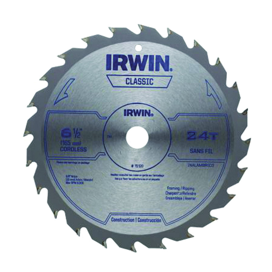 IRWIN 15030 Circular Saw Blade, 7-1/4 in Dia, 5/8 in Arbor, 16-Teeth, Carbide Cutting Edge