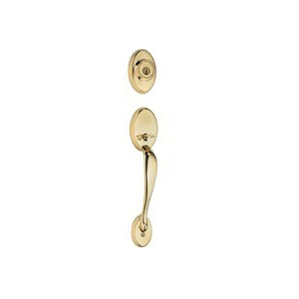 Kwikset 800CELIPL03RCAL/R Handleset, 1 Grade, Brass, Polished Brass, 2-3/8 x 2-3/4 in Backset, KW1 Keyway, Residential