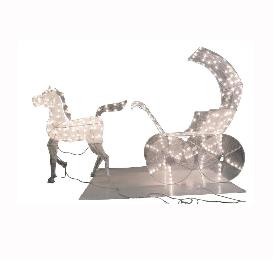 Santas Forest 58015 3D Pre-Lit Horse/Carriage Decor, 103 in L