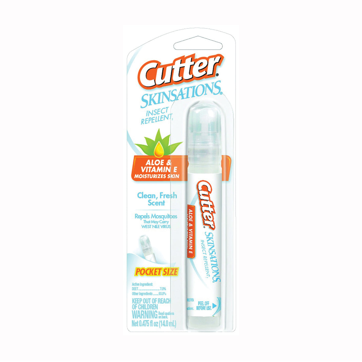 Cutter SKINSATIONS HG-95924 Insect Repellent, 0.475 fl-oz Bottle, Liquid, Water White, Alcohol