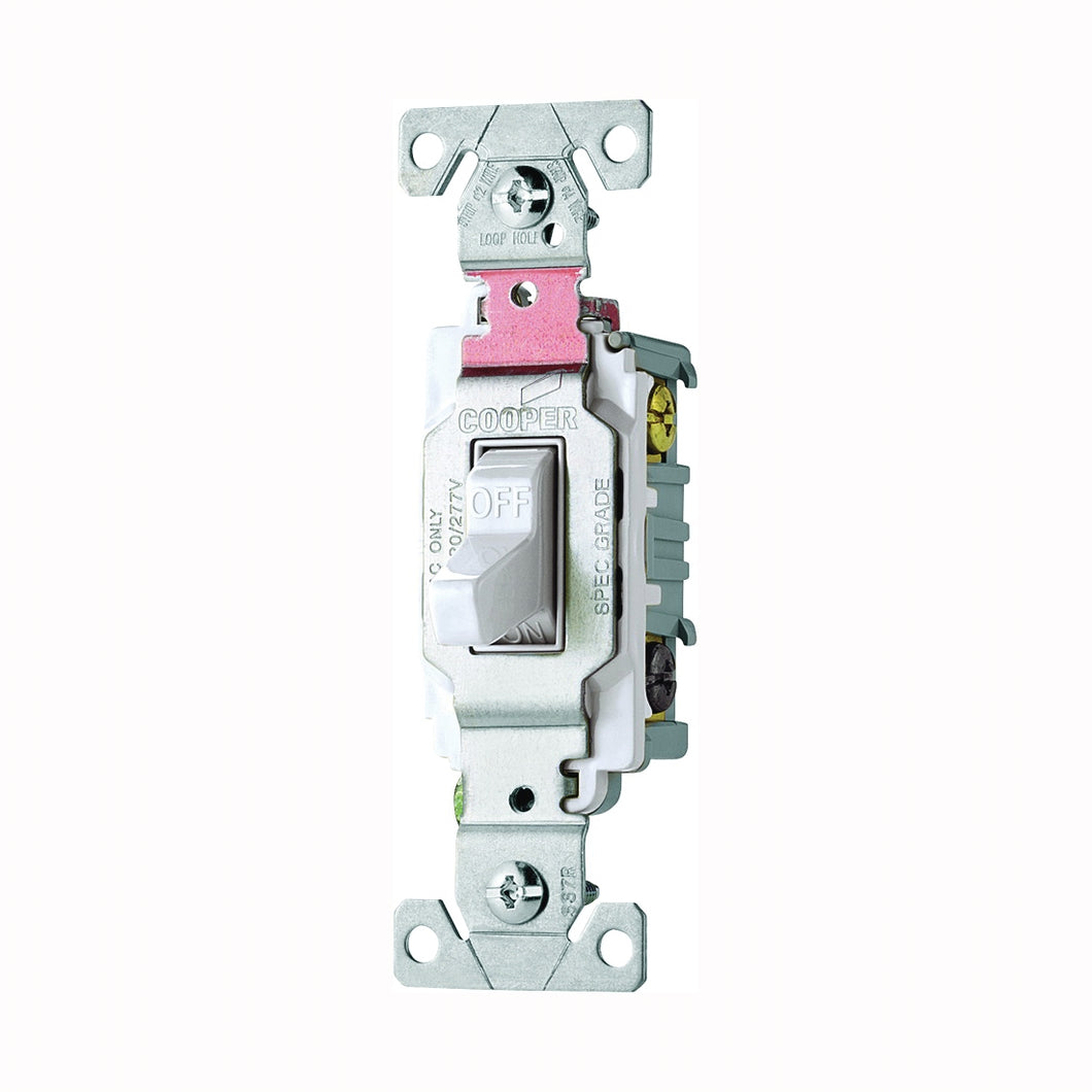 Eaton Wiring Devices CS320W Toggle Switch, 20 A, 120/277 V, 3 -Position, Lead Wire Terminal, Nylon Housing Material