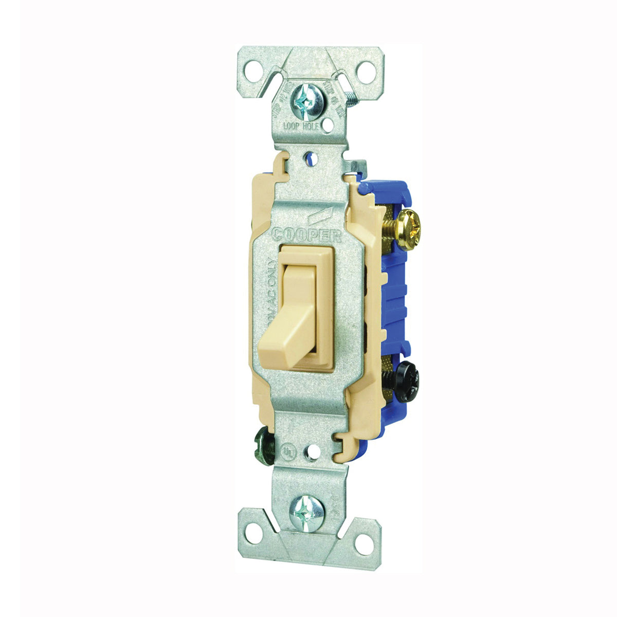 Eaton Wiring Devices C1303-7LTV-L Toggle Switch, 15 A, 120 V, Polycarbonate Housing Material, Ivory