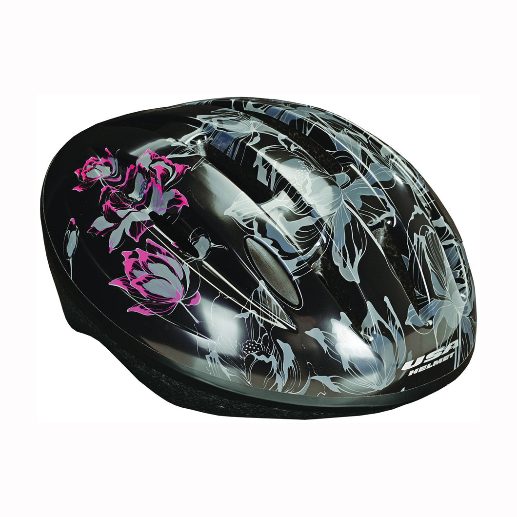 KENT 97537 Bicycle Helmet, Lotus Flower Design, V-10, Black, For: 23 to 25 in Head Size and 14 and Up Years Adult